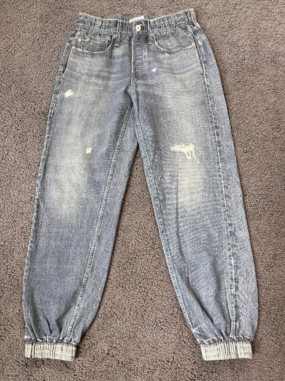 rag & bone Distressed Light Blue Denim Jogger Pants